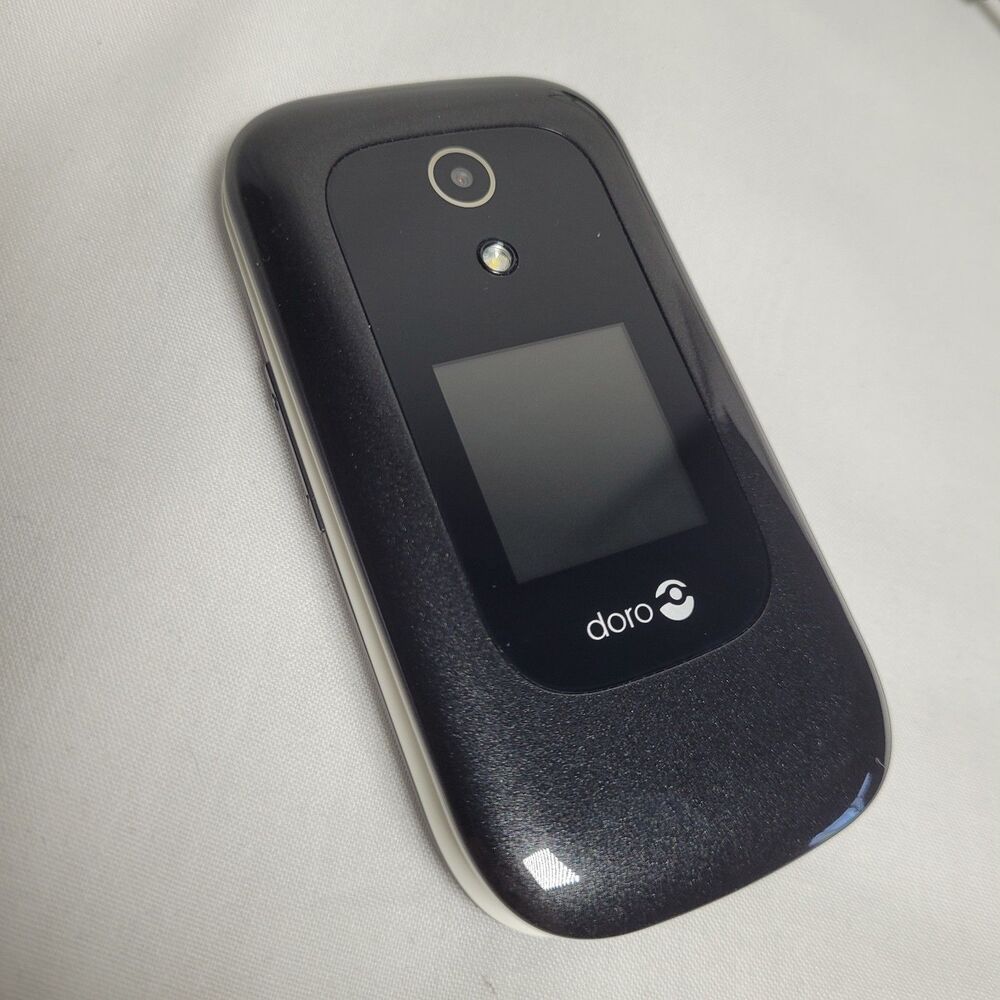 Doro 7050 Flip Phone Consumer Cellular 4G LTE Black White Senior Friendly